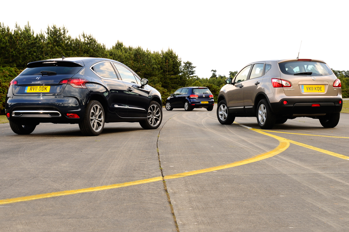 Citroen DS4, Volkswagen Golf and Nissan Qashqai