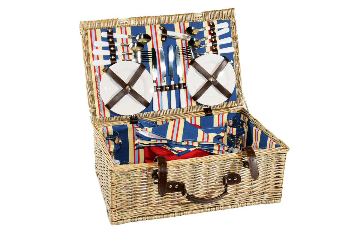 Picnicshop Premium Stripe Carnival Wicker Hamper