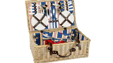 Picnicshop Premium Stripe Carnival Wicker Hamper