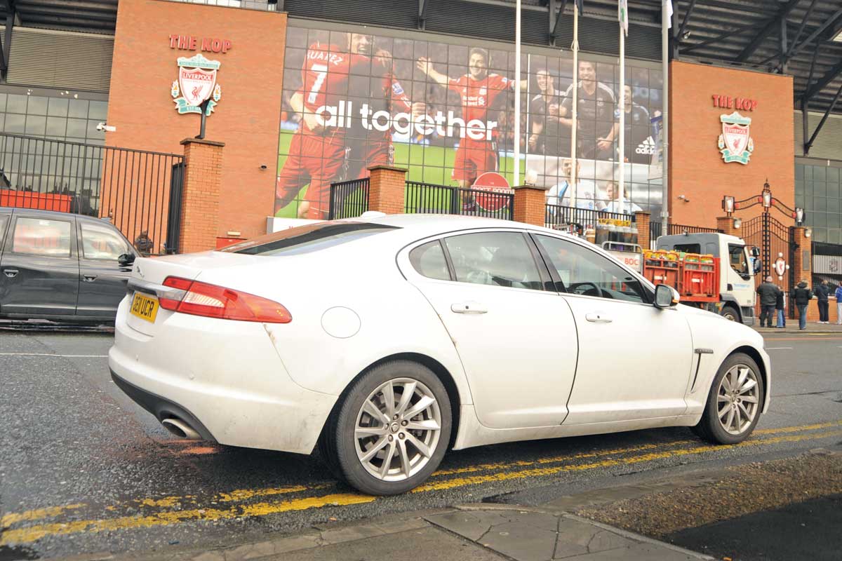 Jaguar XF outside Anfield
