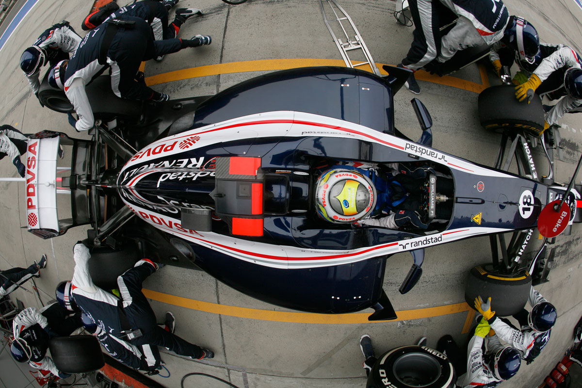 Pastor Maldonado in the pits