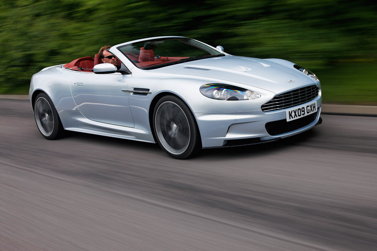Aston Martin DBS Volante convertible front tracking