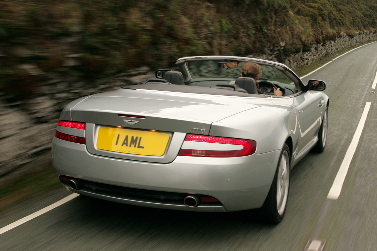 Aston Martin DB9 Volante convertible rear tracking