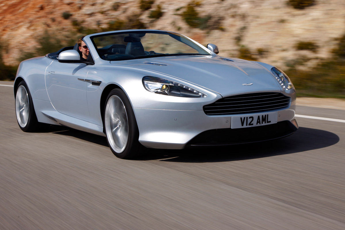 Aston Martin Virage Volante convertible front tracking