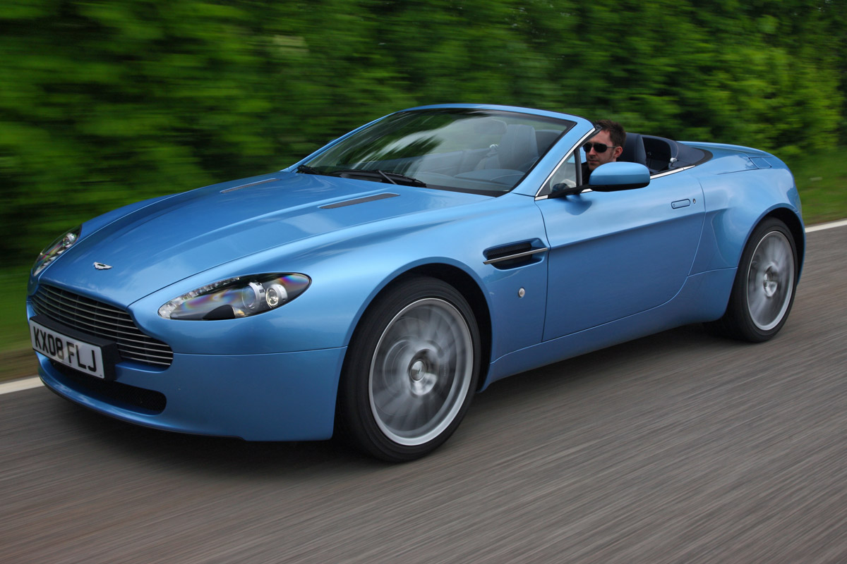 Aston Martin V8 Vantage roadster convertible front tracking