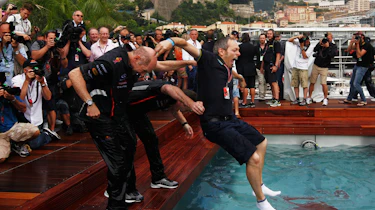 Red Bull's Christian Horner, Adrian Newey and Mark Thompson
