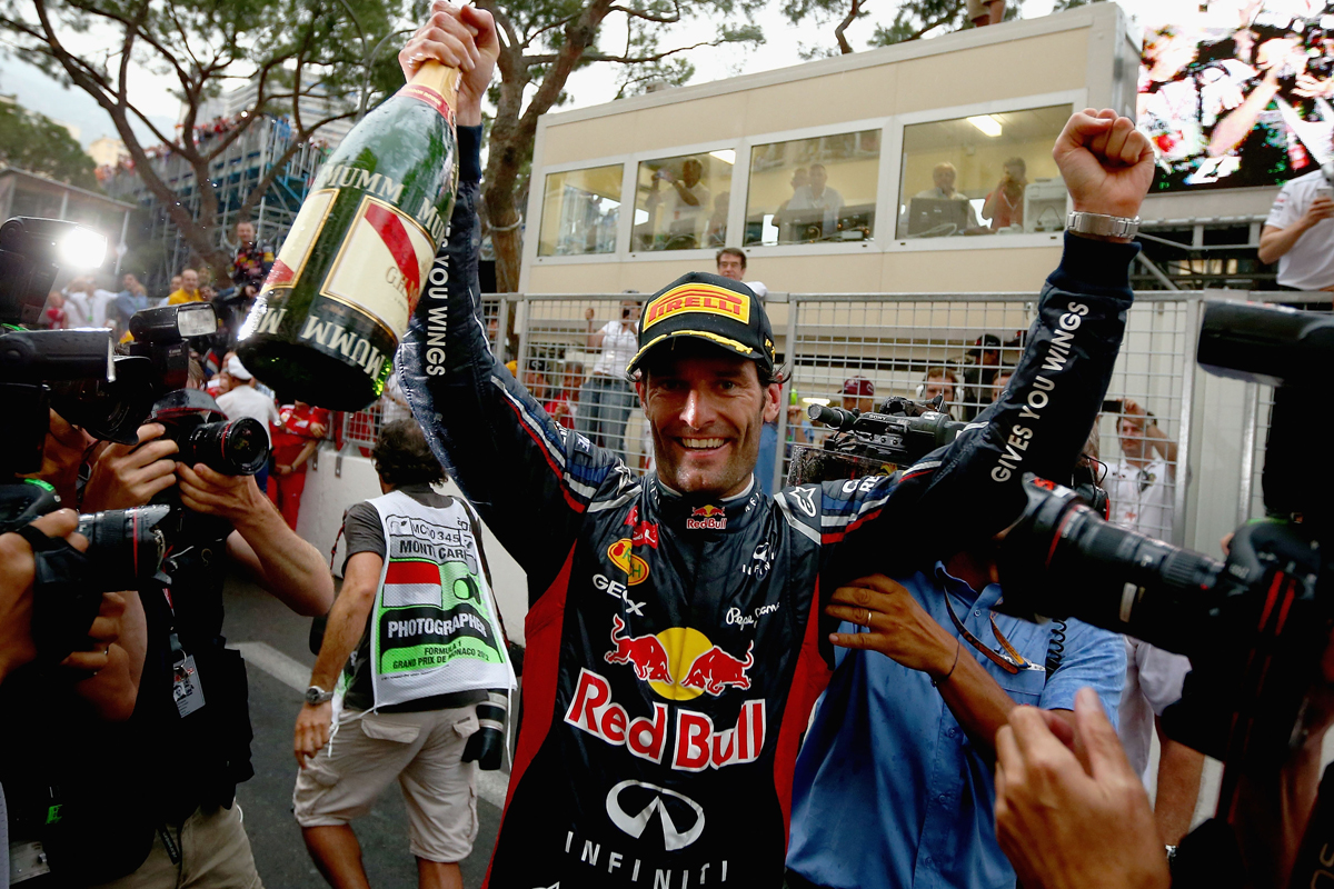 Mark Webber celebrates