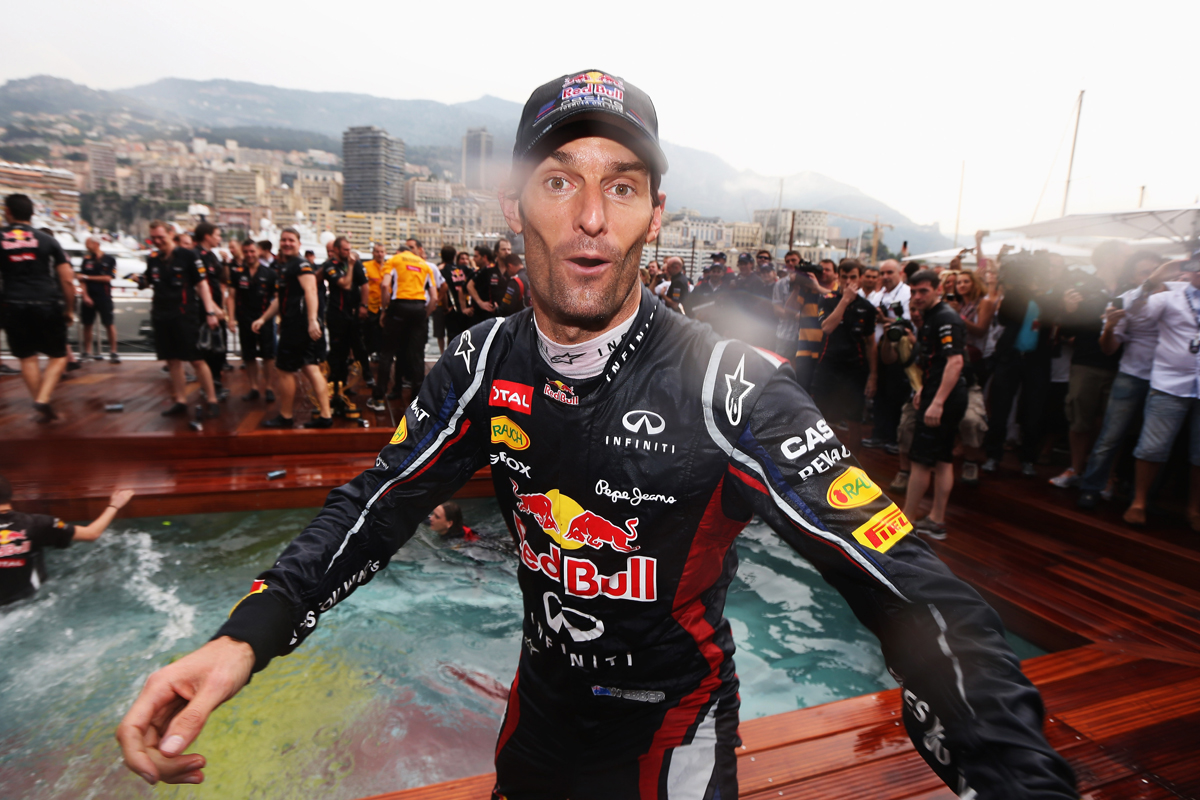 Mark Webber celebrates