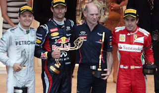 Nico Rosberg, Mark Webber, Adrian Newey and Fernando Alonso