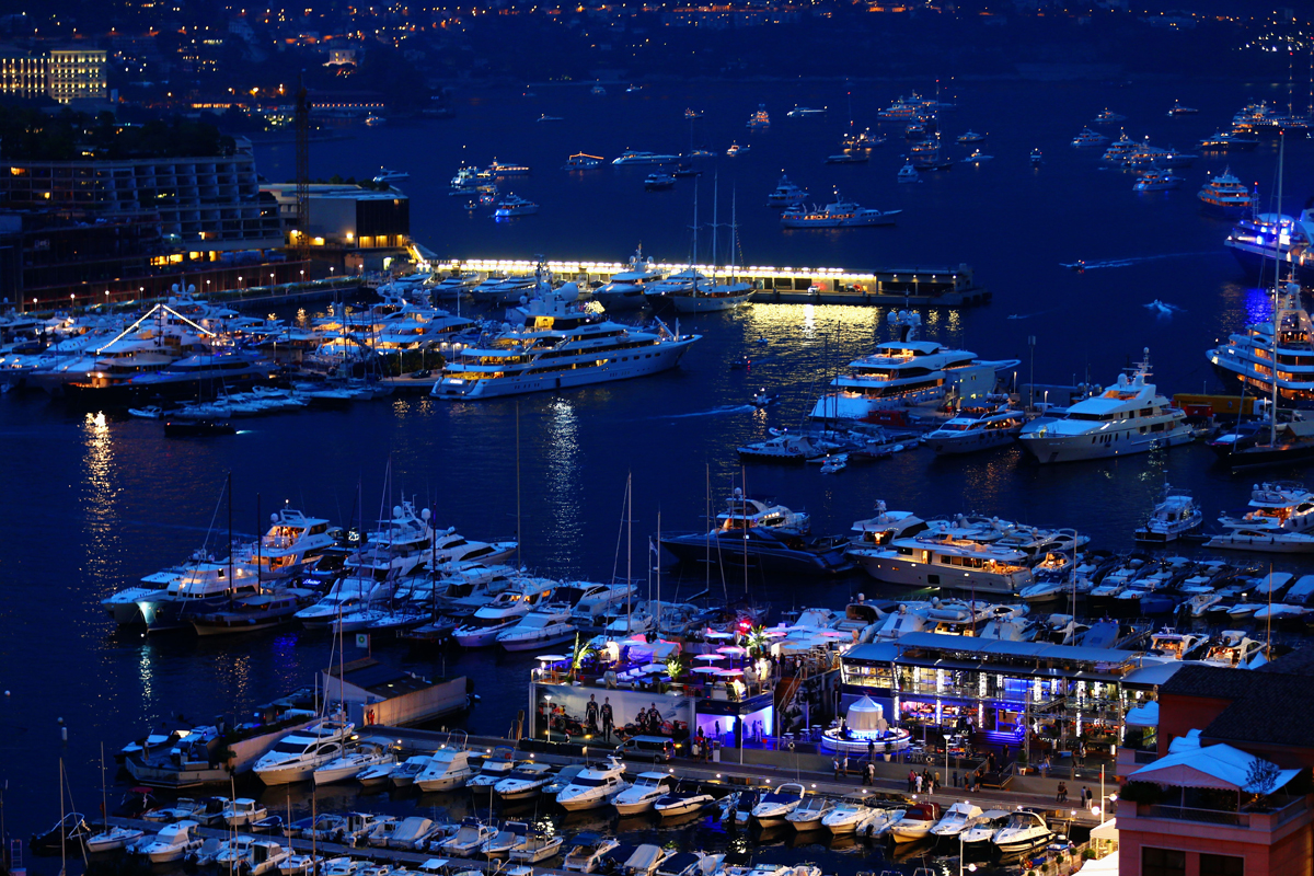 Monaco harbour at night