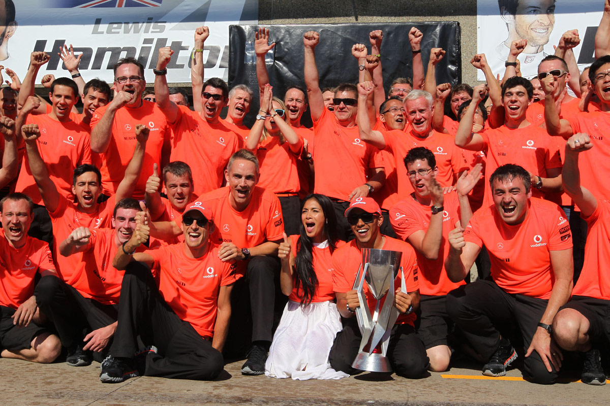 The McLaren team celebrate