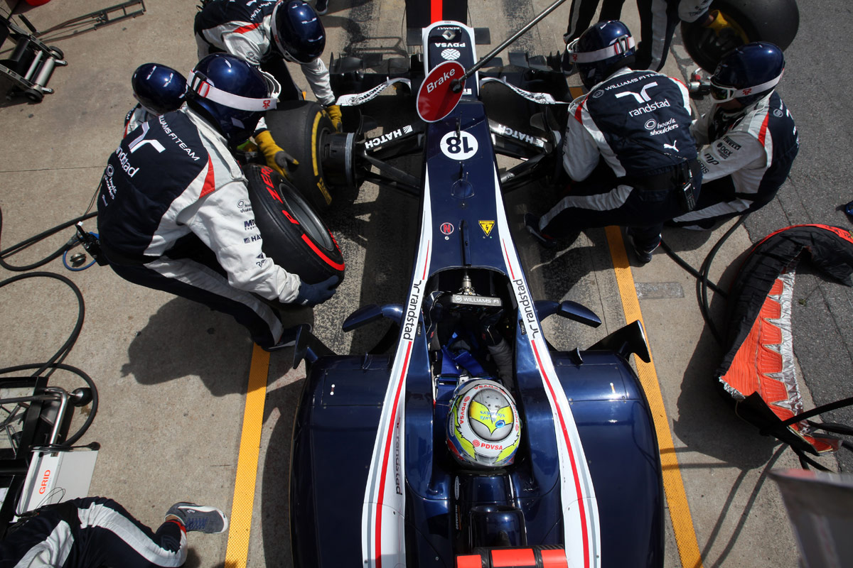 Pastor Maldonado in the pits