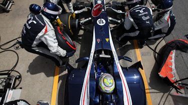 Pastor Maldonado in the pits