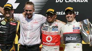 Romain Grosjean, Martin Whitmarsh, Lewis Hamilton and Sergio Perez