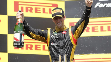 Romain Grosjean on the podium