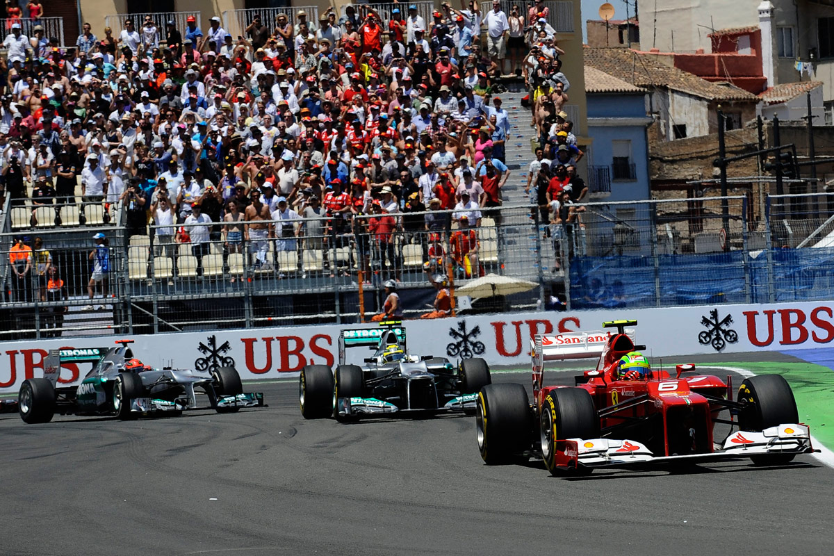 Felipe Massa ahead of Nico Rosberg and Michael Schumacher