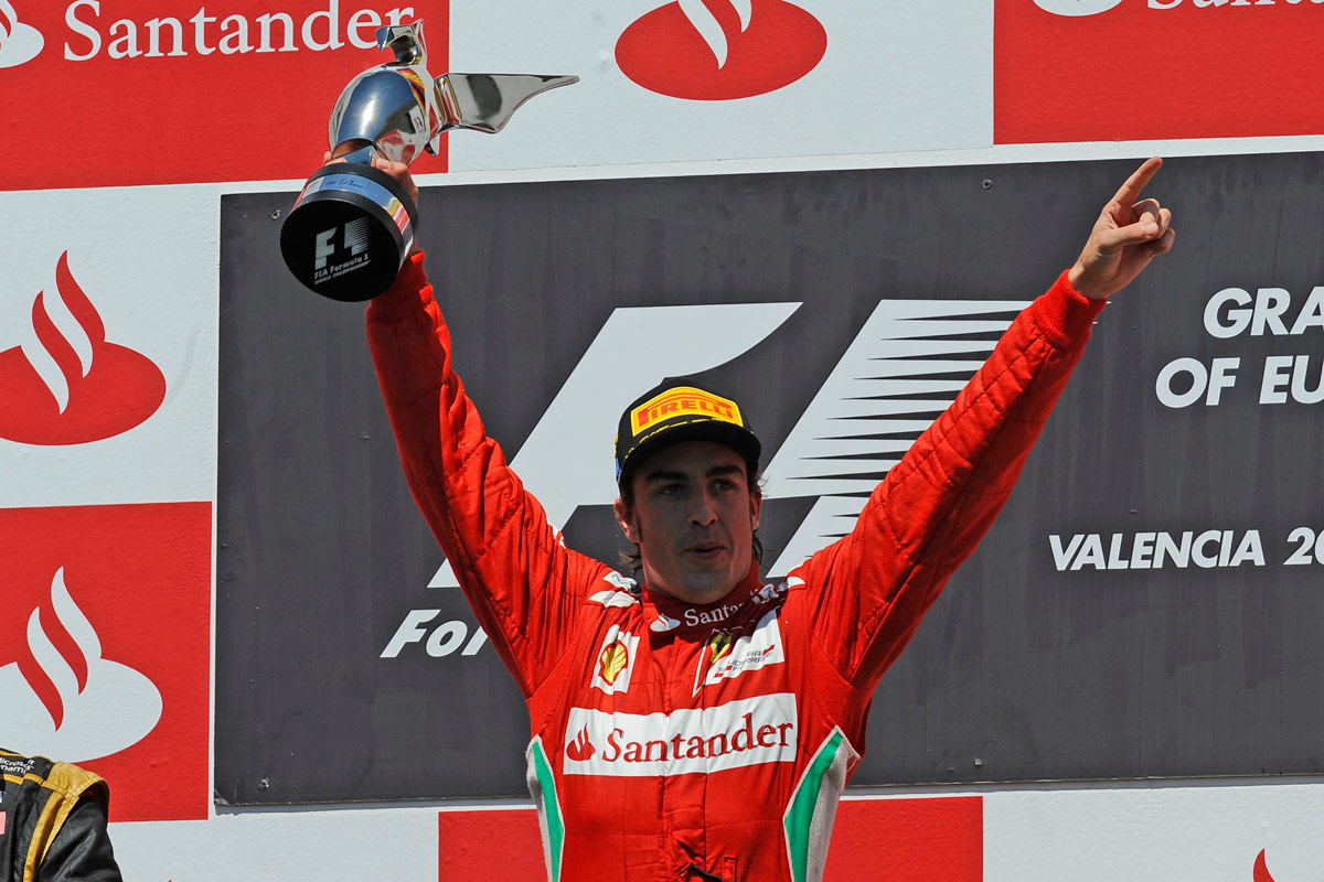 Fernando Alonso on the podium