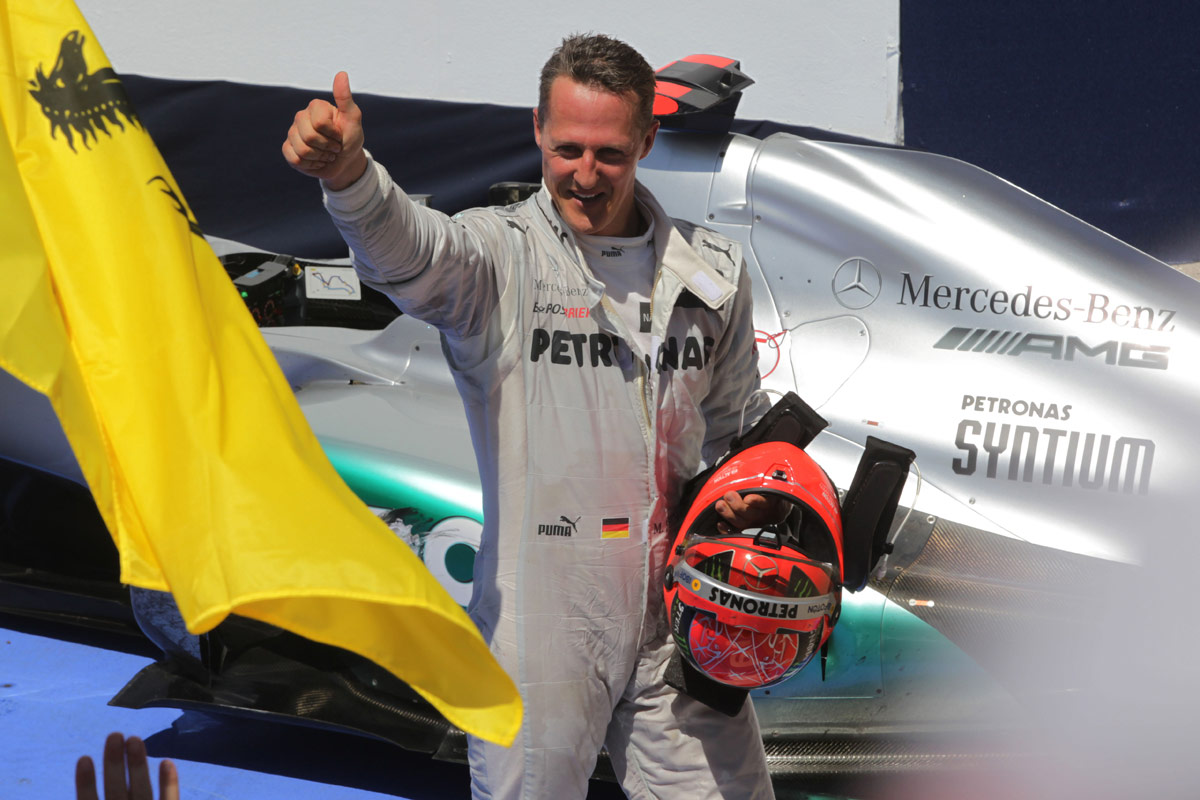 Michael Schumacher celebrates