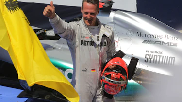 Michael Schumacher celebrates