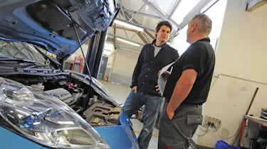 Nissan Leaf in the garage