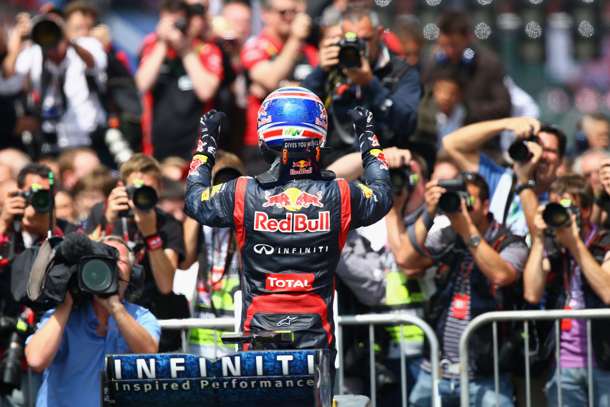 Mark Webber celebrates