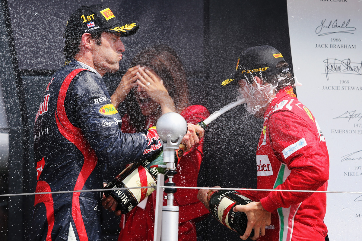 Mark Webber and Fernando Alonso on the podium