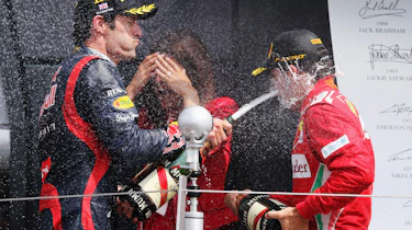 Mark Webber and Fernando Alonso on the podium
