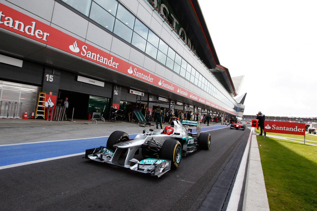 Michael Schumacher in the pit lane