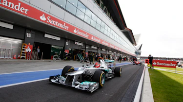 Michael Schumacher in the pit lane