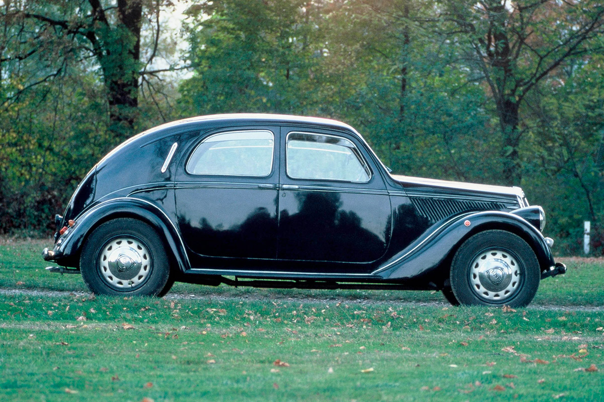 The Lancia Aprilia was one of the first cars designed in a wind tunnel, achieving a record low drag coefficient.