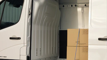 Renault Master left side door open and cargo bed