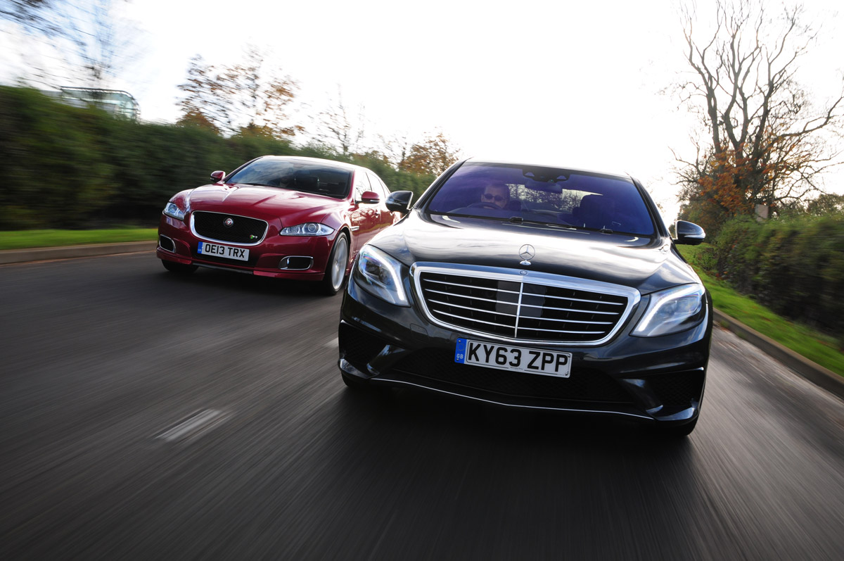 Mercedes S63 AMG vs Jaguar XJR main
