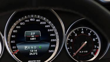 Mercedes C63 AMG Coupe Edition 507 dials close up