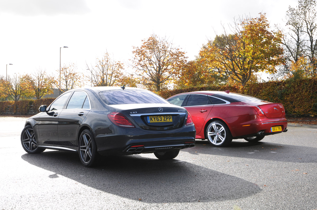 Mercedes S63 AMG vs Jaguar XJR rear