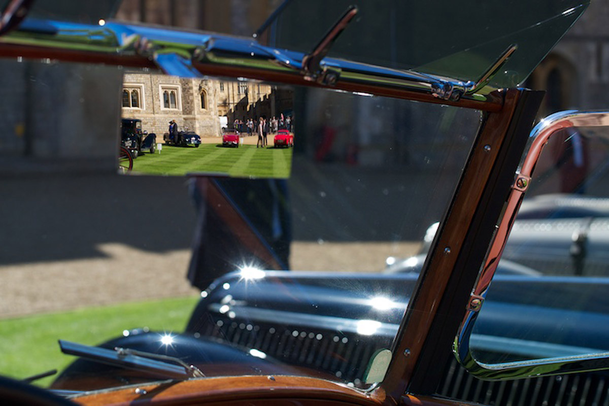 The lawns of the Castle Upper Ward reflected in a mirror