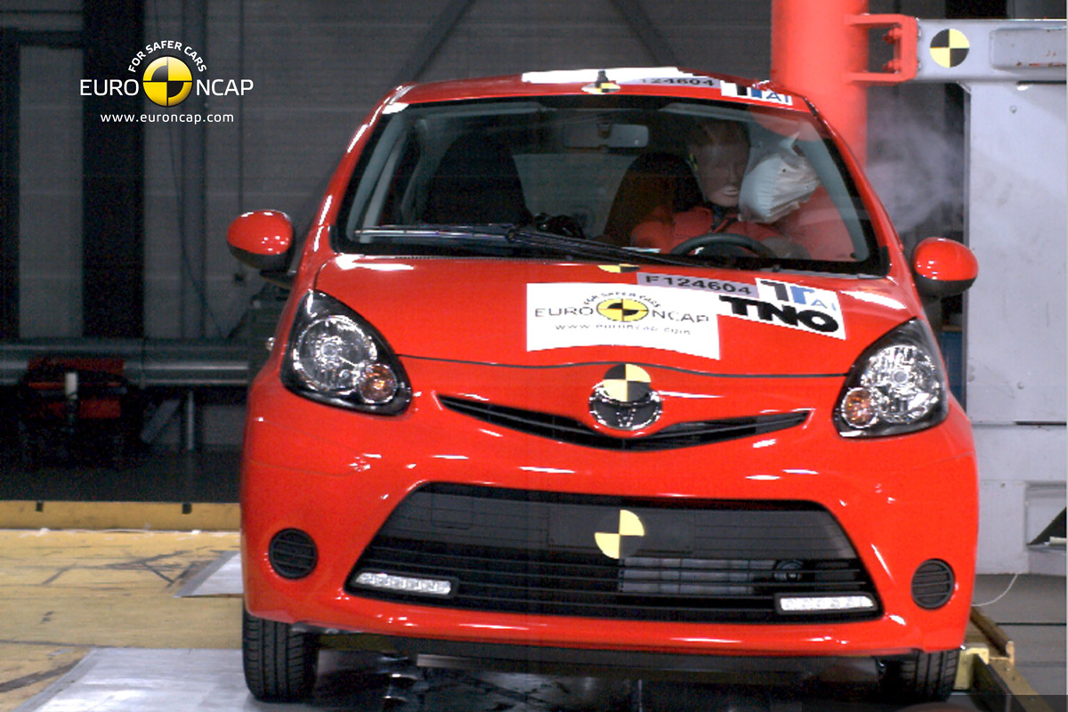 Toyota Aygo Euro NCAP crash test front pole test