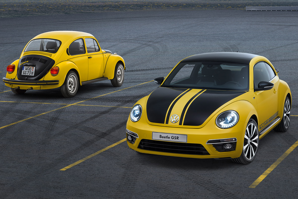 VW Beetle GSR front with 1973 Beetle GSR