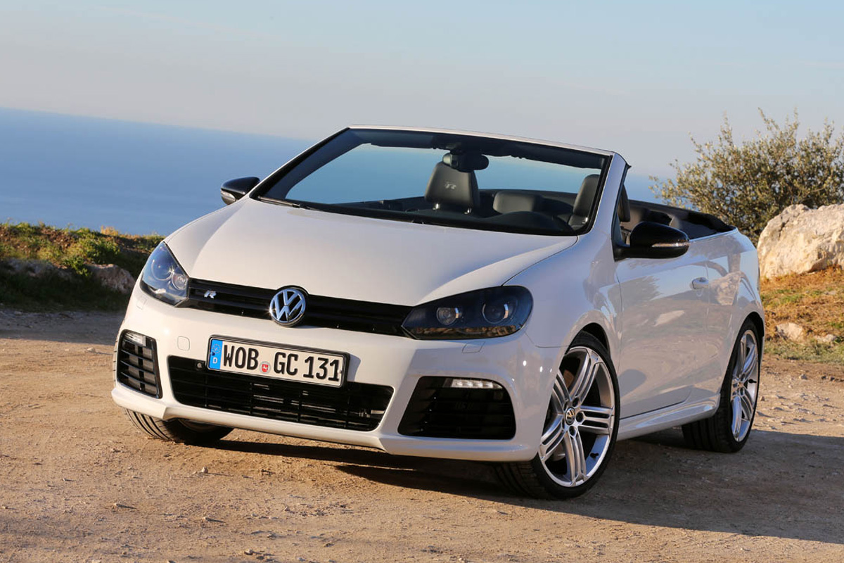 VW Golf R Cabriolet front three-quarters