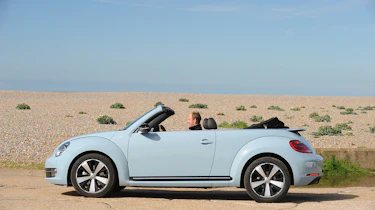 VW Beetle Cabriolet roof down