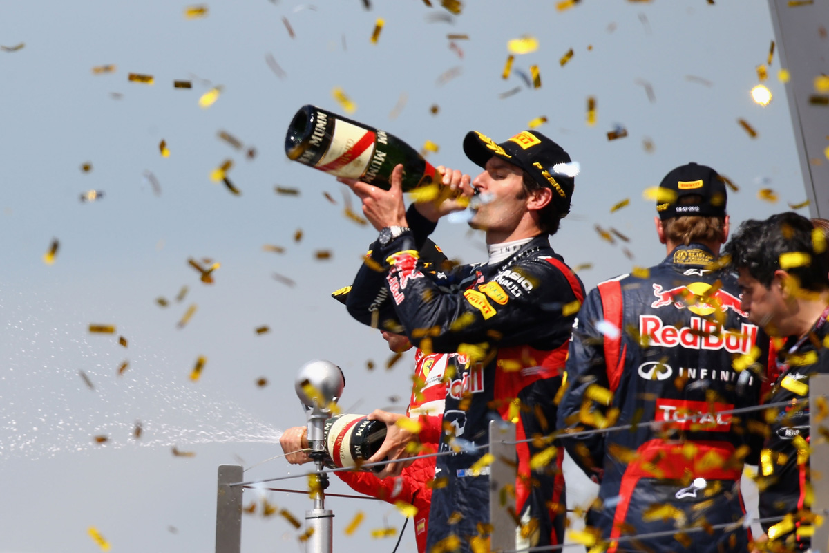 Mark Webber celebrates