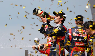 Mark Webber celebrates