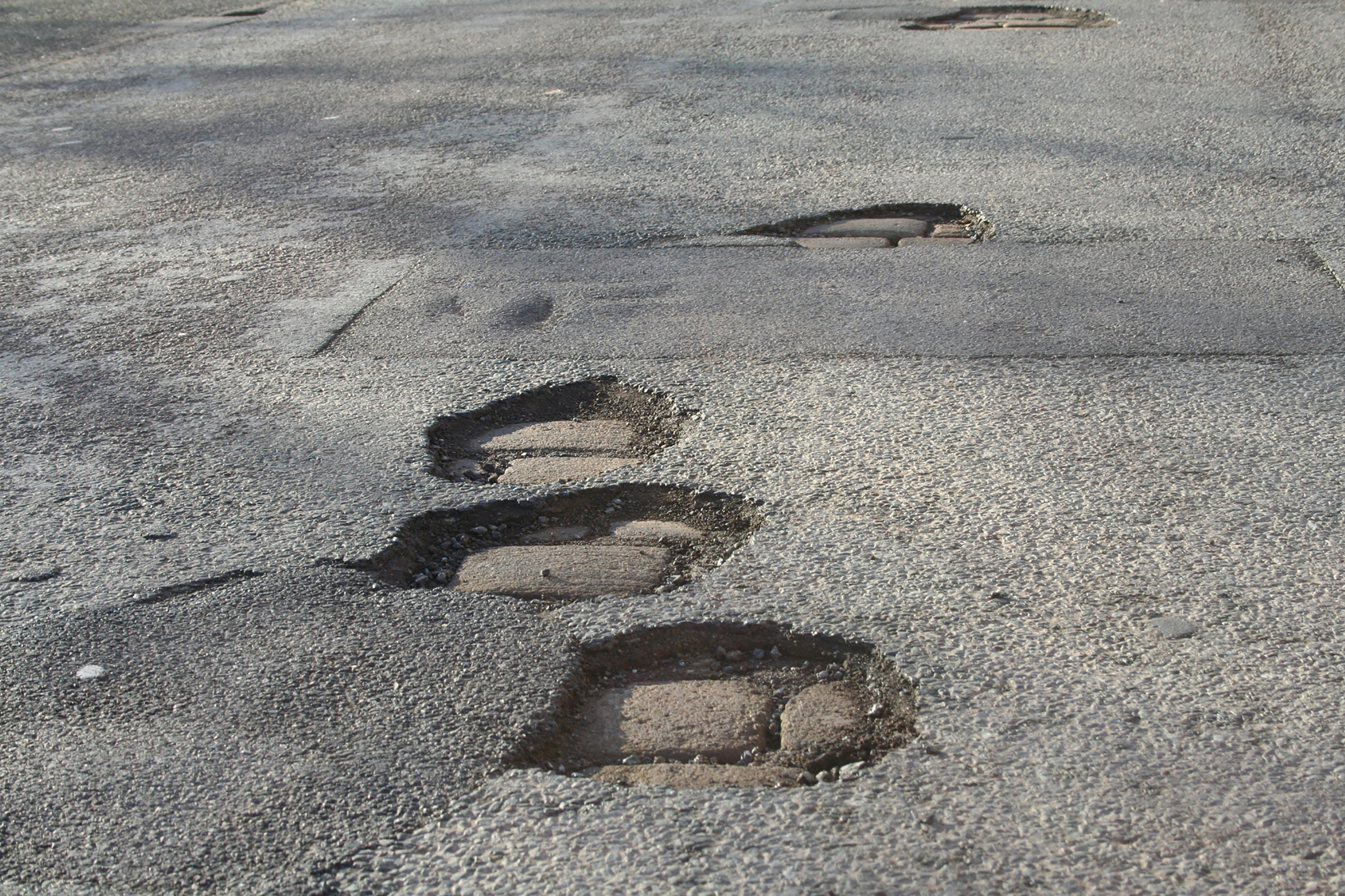Row of potholes