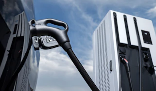 Electric car hooked up to chargepoint