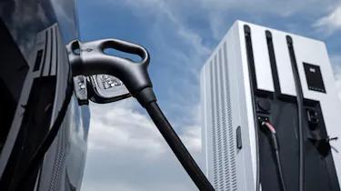 Electric car hooked up to chargepoint